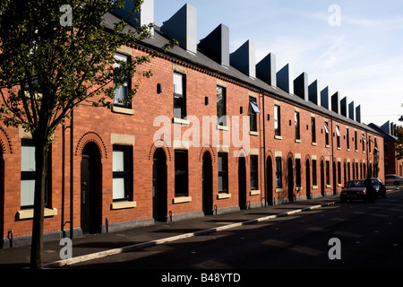 Renoviert, Reihenhäuser, Schornstein Park, Langworthy, Salford, größere Manchester, UK. Stockfoto