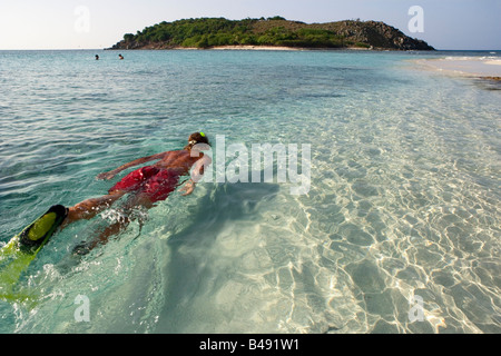 Schnorcheln in den British Virgin Islands-Sandy-Spieß Stockfoto
