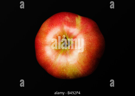 Apfel auf schwarzem Hintergrund hautnah Stockfoto