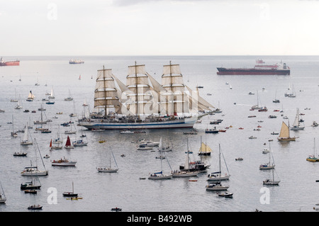 Russisches Schiff Mir. "Funchal 500 tall Schiffe Regatta". Cornwall. UK Stockfoto