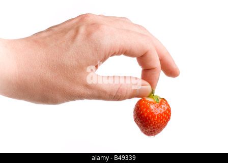 Nassen Erdbeere Stockfoto