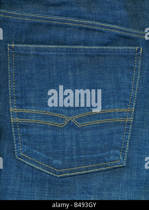 Flache Hintergrundbild einer Tasche aus dunkelblaue Jeans große XXL Bild mit hoher Auflösung Stockfoto