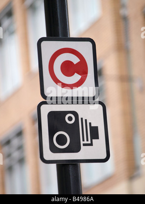 Staus Kosten Zone Kamera Zeichen zentralen London UK Stockfoto