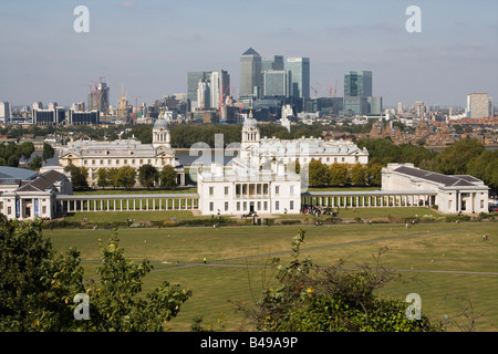 Dockland-Blick vom Greenwich Park London england Stockfoto