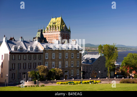 Le Chateau Frontenac Schloss und Hotel mit Blick auf den St. Lawrence River in alten Quebec Stadt, Quebec, Kanada. Stockfoto