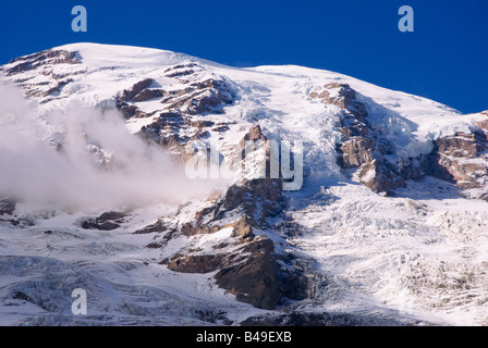 Gletscher-Detail auf dem Mount Rainier aus dem Skyline Trail Mount Rainier Nationalpark Washington Stockfoto