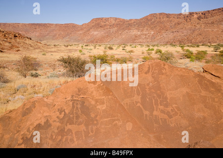 Felsmalereien in Twyfelfontein Namibia Stockfoto