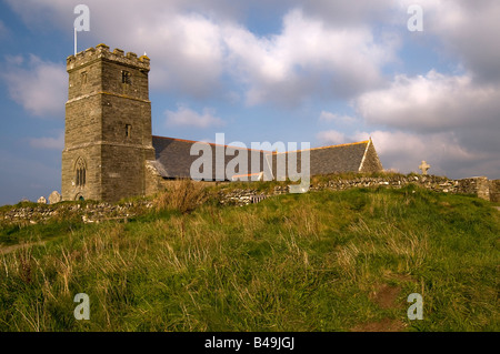 Pfarrei Kirche von St.Materiana auf Glebe Klippe auf Tintagel Cornwall England Stockfoto