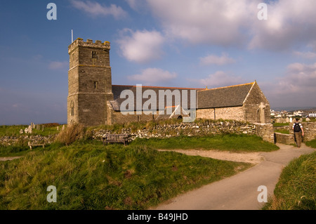 Pfarrei Kirche von St.Materiana auf Glebe Klippe auf Tintagel Cornwall England Stockfoto