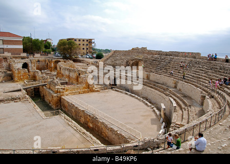 die Ruinen eines römischen Amphitheaters in Tarragona, Spanien Stockfoto