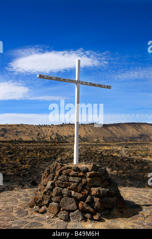 Überqueren Sie markieren die Position, wo General Canby 1873, Lava Beds National Monument, California von Indianern getötet wurde Stockfoto