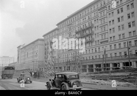 Geografie/Reisen, Deutschland, Berlin, Straßen, Stalinallee, Bauarbeiten, 1952, Stockfoto