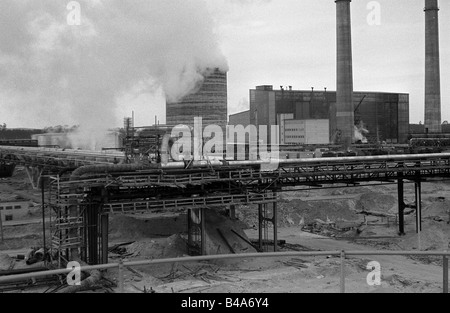 Geografie/Reisen, Deutschland, Deutsche Demokratische Republik, Industrie, Erdölraffinerie, Petrochemikalienkombinat, Schwedt/oder, Ansicht, 1964, Stockfoto