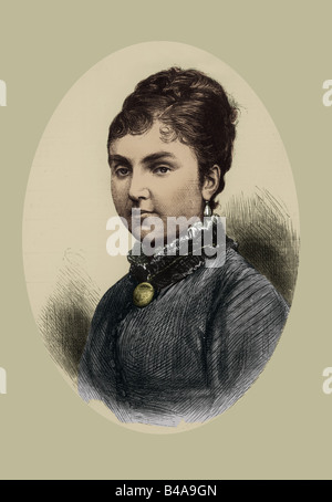 Maria Christina, 21.7.1858 - 6.2.1929, Königin Consort von Spanien 29.11.1879 - 25.11.1885, Königin Regent 25.11.1885 - 17.5.1902, Porträt, Holzgravur, ca. 1880, Stockfoto