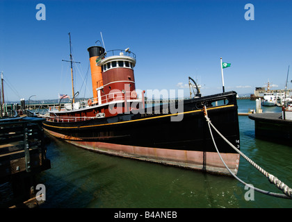 Kalifornien San Francisco Hercules ein dampfbetriebener Schlepper an der Hyde Street Pier geführt, die einst Schiffe in der Bucht von San Francisco. Stockfoto