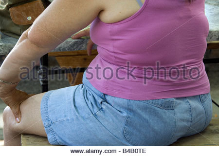 Unten Eine Beleibte Fette Frau Sitzen Auf Einer Bank Stockfoto, Bild ...