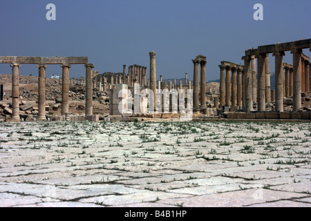 Das ovale Forum, Jerash, Jordanien Stockfoto