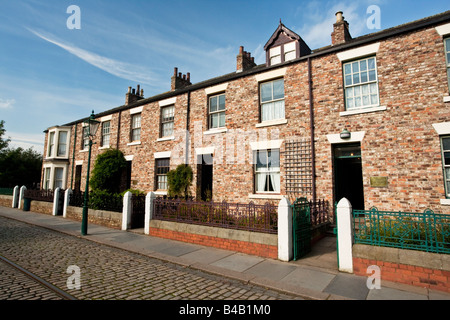 Eine Nachbildung aus einer Reihe von Edwardian terrassenförmig angelegten Wohnraum in der Open-Air-Museum Beamish in County Durham, England Stockfoto