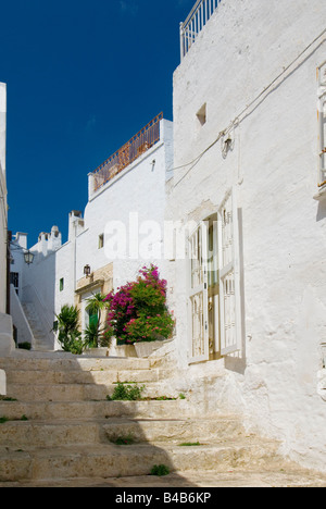 Engen Gassen der weißen Stadt Ostuni Apulien Italien Stockfoto