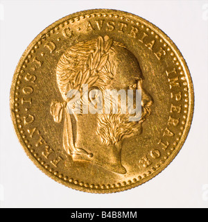 Österreichische Gold Dukaten. Moderne Rückzündung 1815 original - Kaiser Franz Joseph (986/1000 Reinheit, 3,4909 g = 0,1106 oz) Vorderseite Stockfoto