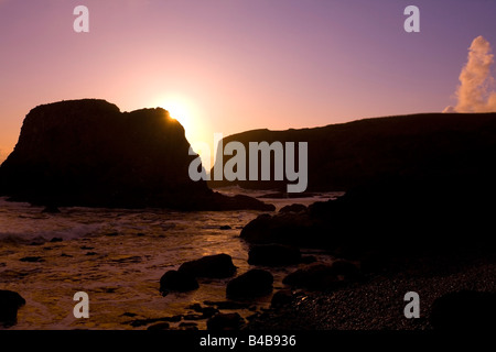 Sonnenuntergang, Küste von Agate Beach, Oregon, USA Stockfoto