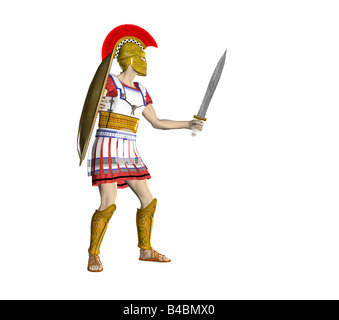 Abbildung eines antiken griechischen Spartan oder Roman Warrior Stockfoto