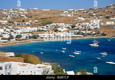 Ornos Beach griechische Kykladen Insel Mykonos Griechenland Stockfoto
