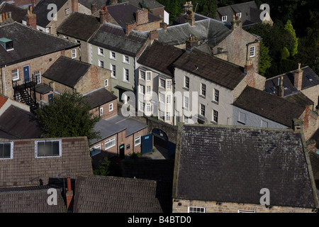 Häuser in Richmond, North Yorkshire, fotografiert von der Burg. Stockfoto