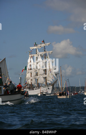 Die drei Masten Viermastbark Cuauhtemoc Großsegler Rennen 2008 aus Falmouth Cornwall England Stockfoto