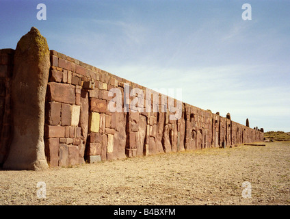 Kalasasaya Bügelwänden, Tiwanaku, Bolivien Stockfoto