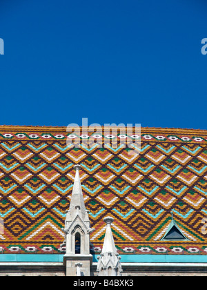 Dekorative Dachziegel gemusterten Matyas Kirche, Budapest, Ungarn-EU Stockfoto