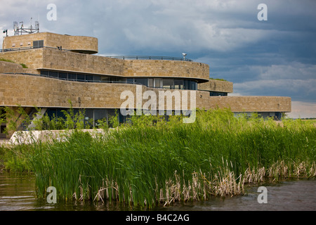 Wichtigsten Besucherzentrum am Oak Hängematte Marsh Interpretive Centre, in der Nähe von Stonewall, Manitoba, Kanada Stockfoto