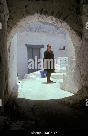 1, 1, griechischen Frau, Frau, ältere Frau, reife Frau, Erwachsener, Dorf Apiranthos, apiranthos, Naxos, Insel Naxos, Kykladen Insel Griechenland Stockfoto