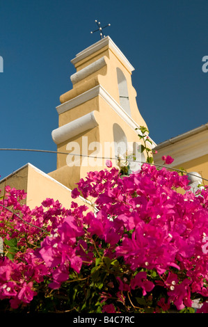 Glockenturm in Palaeokastritsa Panagia Kloster, Palaeokastritsa, Korfu, Griechenland, Europa Stockfoto