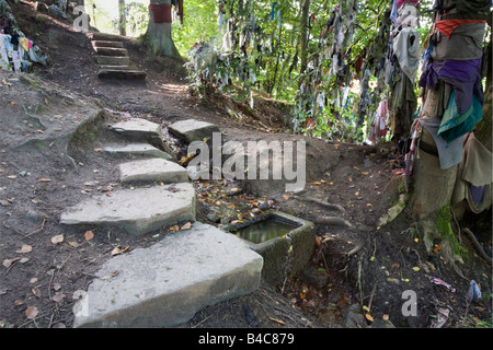 Hoffnungen und Wünsche umgeben den Clootie Brunnen in der Nähe von Fortrose auf der Black Isle Stockfoto