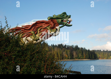 Replikat Galionsfigur der SS Kaiserin von Japan jetzt in Vancouver Stanley Park gelegen Stockfoto