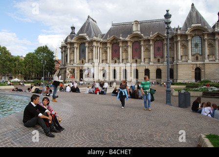 Quadrat und Brunnen vor Palais des Beaux Arts Lille Frankreich Stockfoto