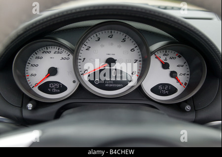 SpeedART Porsche Boxster, Modelljahr 2005, Schwarz/Silber, Detailansicht, Innenansicht, Cockpit, Tacho, redational-Gang Sen Stockfoto