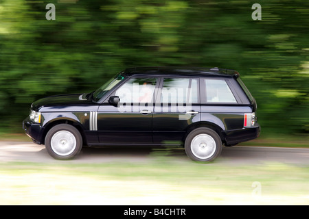 Land Rover Range Rover Sport, schwarz, Modelljahr 2002-, fahren, Seitenansicht, Landstraße Stockfoto