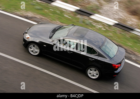 Lexus IS 220d, Modell Jahr 2005-, schwarz, fahren, diagonal von oben, Seitenansicht, Land Straße Stockfoto