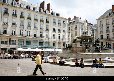 Juli 2008 - Place Royale quadratische Nantes Bretagne Frankreich Stockfoto