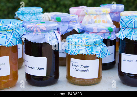 hausgemachte Gläser Marmelade verkaufen im englischen Dorf Stockfoto