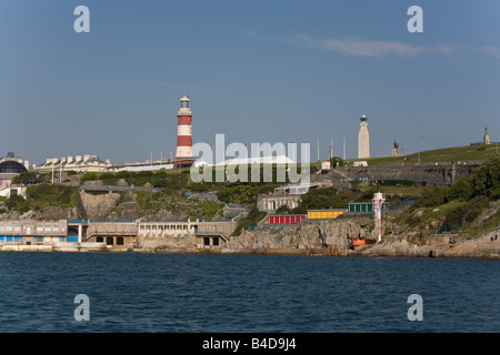 Plymouth Hacke. Zeigt Smeatons Tower Leuchtturm. Die Seaward abgebildet. Horizontale Ansicht. Stockfoto