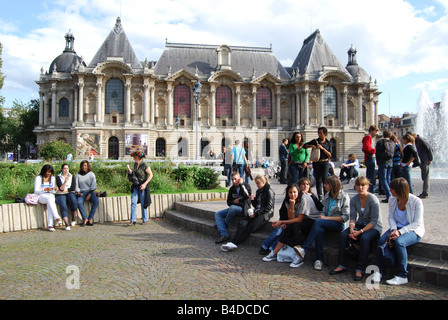 Quadrat und Brunnen vor Palais des Beaux Arts Lille Frankreich Stockfoto