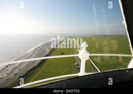 Luftbild von Glamorgan Heritage Spaziergang entlang der Küste Weg Millennium Erbe Klippe Top und Bristol Führung von Nash Point lighthouse Stockfoto