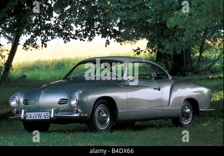 Auto, VW Volkswagen Karman Ghia, Coupe/Coupe, Roadster, Baujahr 1955-1965, Jahrgang ca., 1950er Jahre, sechziger Jahre, Silber, Landschaft, Stockfoto