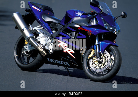 Motor Cycle, Sport Motorrad, Sportler, Honda Fireblade, blau, Baujahr 2003, stehend, Wahrung, diagonal von der Fron Stockfoto