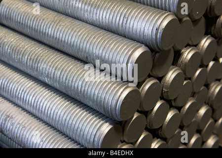 Stahl, Teile, enge, oben, Makro, Sammlung, Unterlegscheiben, Schrauben, Schrauben, Stahl, Metall, Thread, Fäden, Zick-Zack, Muster, Wiederholung, re Stockfoto