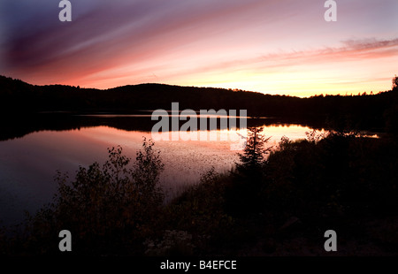 Abend, Brewer See, Algonquin Park im Herbst, Ontario, Kanada Stockfoto