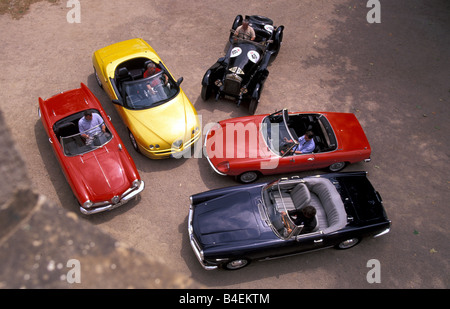 Auto, 90 Jahre Alfa Romeo, Landschaft, Natur, Sommer, Oldtimer, 1960er Jahre, sechziger Jahre, von hinten nach vorne:: Giulietta Spider Veloce Stockfoto